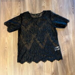 123 Large/XL Black Lace Top only Worn One Time
